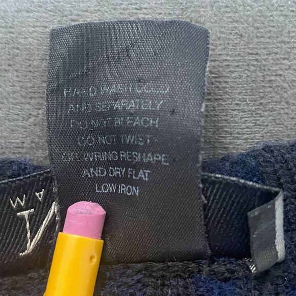 NOBA 1950 V-Neck Knit Sweater Horizontal Stripes Blue Black Italy - Size Large - Picture 5 of 9